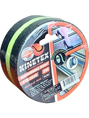 Kinetex 5CMX3MT   Fosfor Şeritli - Karanlıkta Parlar  Kaydırmaz Siyah Bant