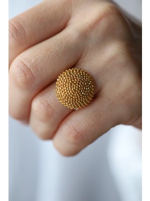 Yenigün Kuyumculuk 14 Ayar Altın Cimarlı Bombeli Yarım Daire Karpuz Yüzük