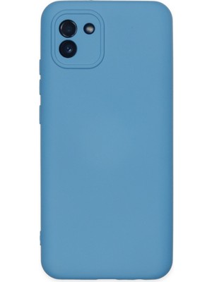 Bilişim Akademi  Samsung Galaxy A03 Kılıf Silikon Kılıf Yumuşak Kılıf Içi Kadife Lansman - Mavi