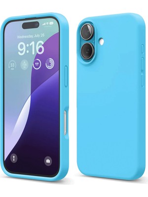 Bilişim Akademi  Apple iPhone 16 Kılıf Silikon Kılıf Yumuşak Kılıf Içi Kadife Lansman - Mavi
