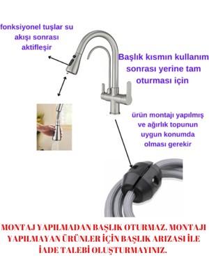 Yedi Yapı Spiralli Fonksiyonel Başlıklı Mutfak Evye Bataryası Inox