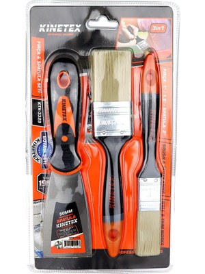 Kinetex 3pcs  Boyacı - Nalbur Set  50 mm Spatula - 2x Kestirme Fırça