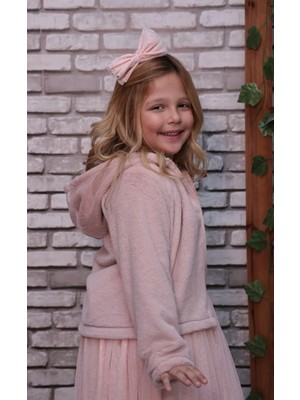 Geef Kids Kız Çocuk Fermuarlı Peluş Sweat Kapşonlu Uzun Kollu