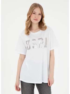 U.s. Polo Assn. Bisiklet Yaka Beyaz Kadın T-Shirt SEANIY025