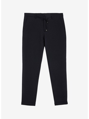 Fabrika Bağlamalı Bel Duble Paça Lacivert Erkek Chino Pantolon F5SM-PNT 2464