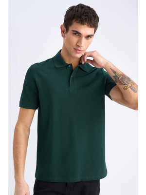 DeFacto %100 Pamuk Regular Fit Polo Yaka Kısa Kollu Basic Düz Pike Kumaş Tişört C1293AX25SP