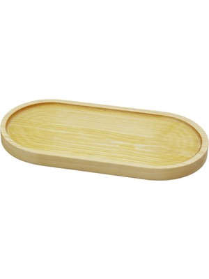 Go İthalat Oval   Açık Renk=Sade  Ahşap Yağdanlık Altlık  25x12.5cm