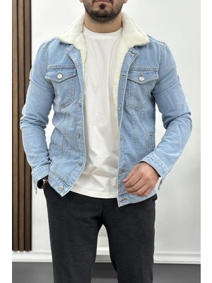 Edwox Erkek Slim Fit Cepli Içi Kürklü Düğmeli Kot Ceket PR113