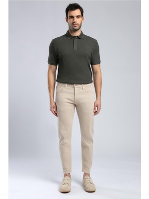 Lee Cooper Lonce Normal Bel Dar Konik Kesim Daralan Paça Bej Erkek Pantolon
