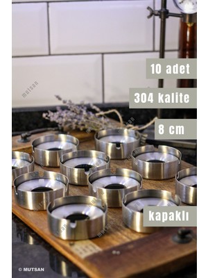 Mutsan 10'lu Paslanmaz Çelik Kapaklı Küllük Seti | 8 cm 304 Kalite Kültablası | Restoran, Kafe ve Otel