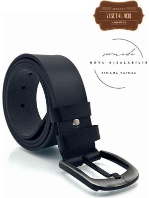 Sermoda 44 mm Siyah Baskılı Vegetal Deri Erkek Kot Kemeri Klasik ve Spor Kombin Uyumlu