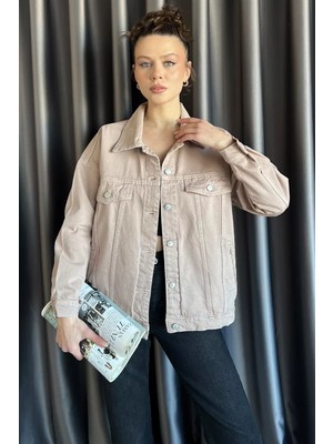 Gülseli Oversize Kadın Jean Kot Ceket