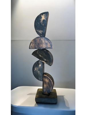 El Yapımı Eskitme Renk Modern Büyük Boy Dekoratif Ev Ofis Objesi - 11 x 41  cm