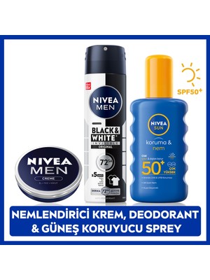 NIVEA Sun Güneş Koruyucu Erkek Kişisel Bakım Seti,SPF50+ Güneş Kremi 200 ml,Deodorant,Nemlendirici