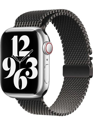 MobaxAksesuar Apple Watch 44/45/46/49mm Kordon Titanyum Kelebek Klipsli Milano Loop 121 2/3/4/5/6/se/7/8/9/10/11/ultra