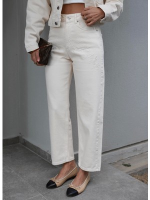 Nakış Detay Denim Pantolon