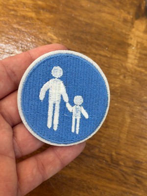 Gönülden Tasarım Ütü Ile Yapışan Mavi Baba Oğul Resimli Arma Dikiş Aplike Çap 7 cm