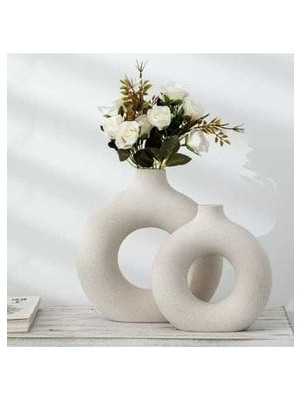 2'li Halka Vazo Beyaz