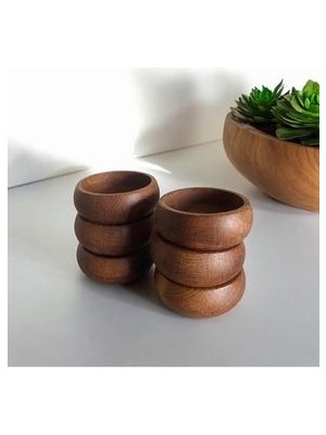 Ahşap Yuvarlak 6 Adet Kase Çerezlik 9 cm Çap