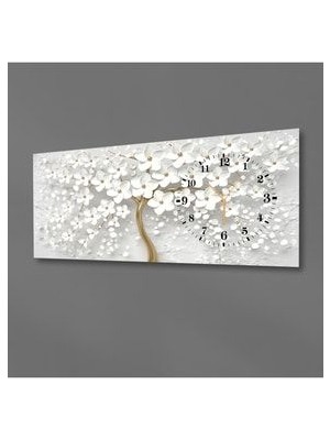 Yatay Yandan Saatli Sanat ve Doğa Temalı Cam Tablo 085