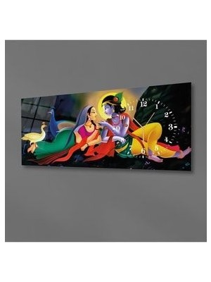 Yatay Yandan Saatli Sanat ve Doğa Temalı Cam Tablo 052