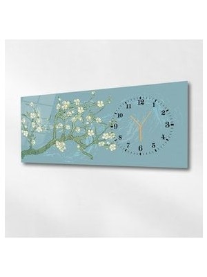 Yatay Yandan Saatli Sanat ve Doğa Temalı Cam Tablo 068