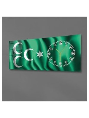 Yatay Yandan Saatli Vatan Temalı Cam Tablo 010