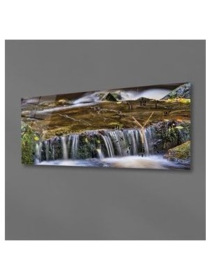 Yatay Yandan Saatli Sanat ve Doğa Temalı Cam Tablo 050