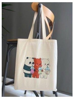 Kafadar Ayıcıklar Baskılı Bez Çanta