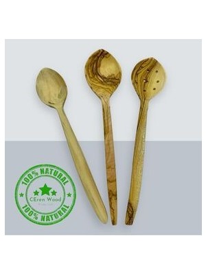 Ceren Wooden Zeytin Ağacı 3 Parça Set Handmade Tencere Kaşıkları Ahşap Tahta Kaşık Hakiki Şimşir