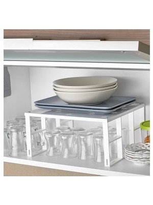 1 Adet Organizers Büyük Dolap Içi Düzenleyici Metal Raf, Bardak Rafı, Düzenleme Rafı