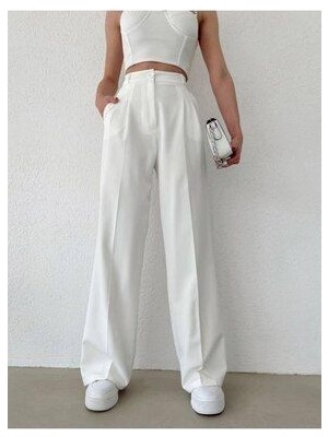 Kadın Yüksek Bel Palazzo Kumaş Pantolon