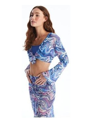 Şal Yaka Desenli Uzun Kollu Kadın Kimono