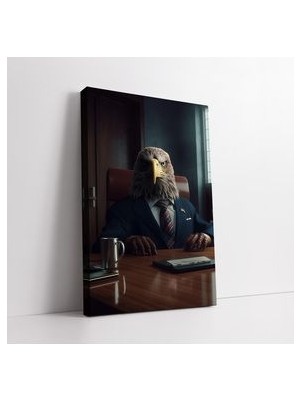 Sürreal Takım Elbiseli Kartal Kanvas Tablo