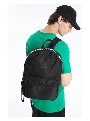 Lcw Accessorıes Siyah Yazı Baskılı Erkek Sırt Çantası
