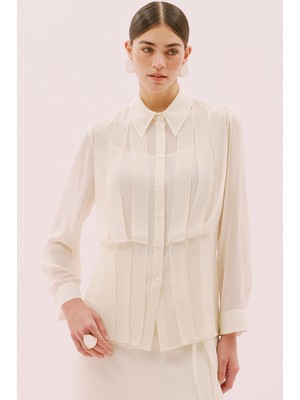 Şerit Detaylı Uzun Kollu Gömlek Ekru Y2513524_049