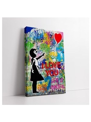 Banksy I Love You Kanvas Tablo