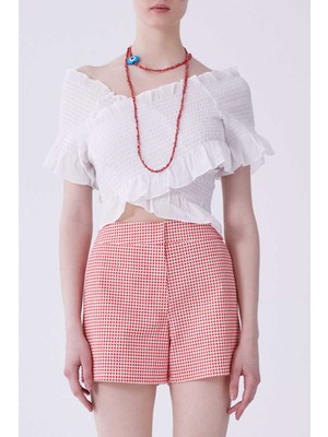 Fırfırlı Gipeli Coral Bluz Beyaz Y2113075_002