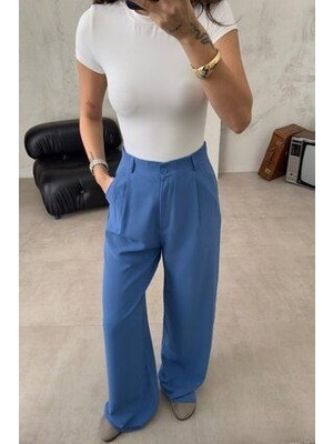 Kadın Yüksek Bel Palazzo Kumaş Pantolon
