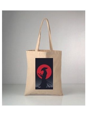 Japon Samurai Baskılı Ham Bez 35X40 Omuz Çantası