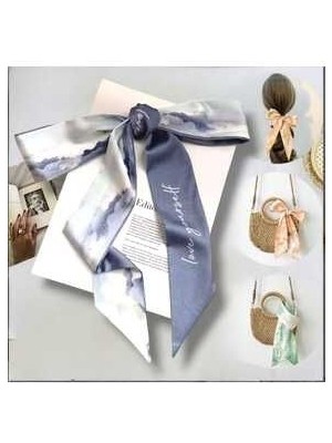 Saten  Desenli Saç Bandı-Boyun Fuları-Çanta Aksesuarı (BC-1045 )