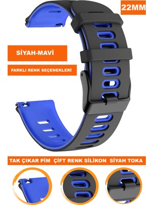 Cobra Xiaomi Mi Watch S1-S2 Yuvarlak Kasa Uyumlu 22MM Silikon Saat Kordonu Kayışı A5622MM
