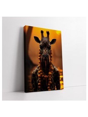 Sürreal Insan Görünümlü Zürafa Dekoratif Kanvas Tablo, Afrika Hayvanları Temalı Doğa Tablosu