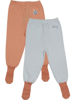 Kız Bebek Patikli Pantolon Kendinden Çoraplı Alt Pijama Mevsimlik %100 Organik Pamuk 2'li Set