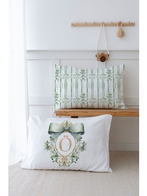 Tuğba Kuğu 2'li Yastık Kılıfı (35X45) Green Royal Series - Ö Harfi