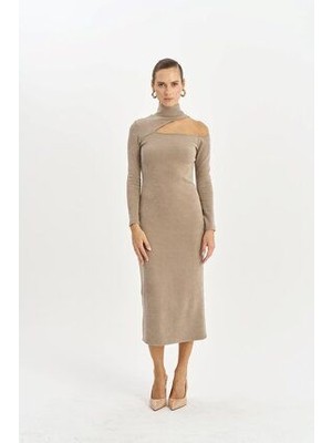 91111 Elbise Bej