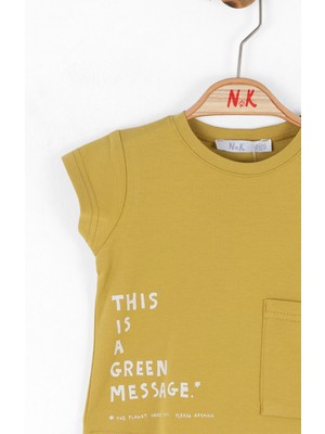 Nk Kids Kısa Kollu Pamuklu Cep Detaylı Baskılı Rahat Şık Günlük Yazlık Kız Çocuk T-Shirt