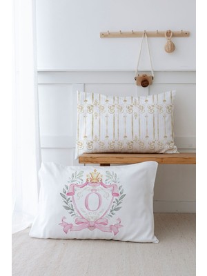 Tuğba Kuğu 2'li Yastık Kılıfı (35X45) Pink Royal Series - Ö Harfi