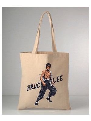 Efsaneler Serisi Karate Bruce Lee Baskılı 35X40 cm Ham Bez Omuz Çantası