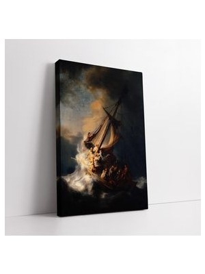 Ressamlardan Rembrandt Van Rijn Celile Denizi'nde Fırtına Sanatsal Kanvas Tablo Dekoru, Ev Ofis Için